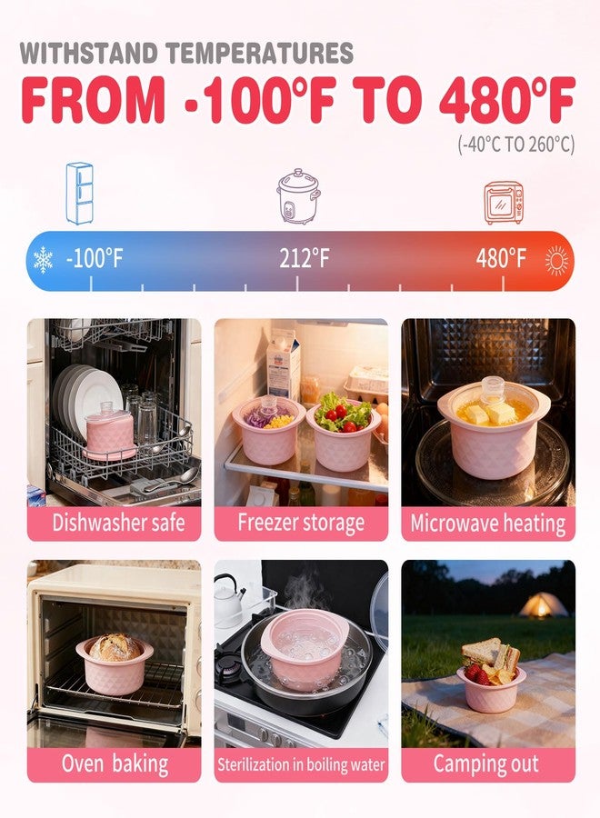 Ycgcp Silicone Microwave Steamer Pot with Handle & Lid, 30oz Microwave Steamer Bowl for Baby Food/Vegetables/Fish,Oven & Dishwasher Safe to 480°F, Easy Clean, 100% Food Grade (Light Pink) - Image 3